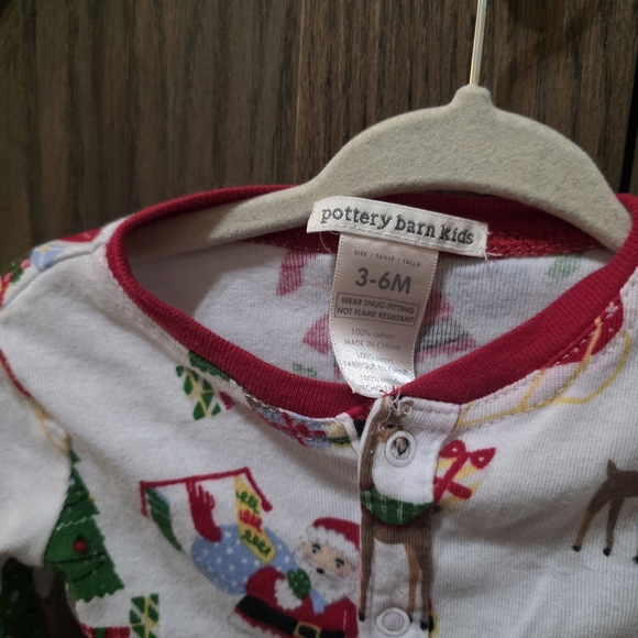 Pottery Barn Kids Santa and Reindeer Footie Pajama - Red and White - Picture 2 of 2